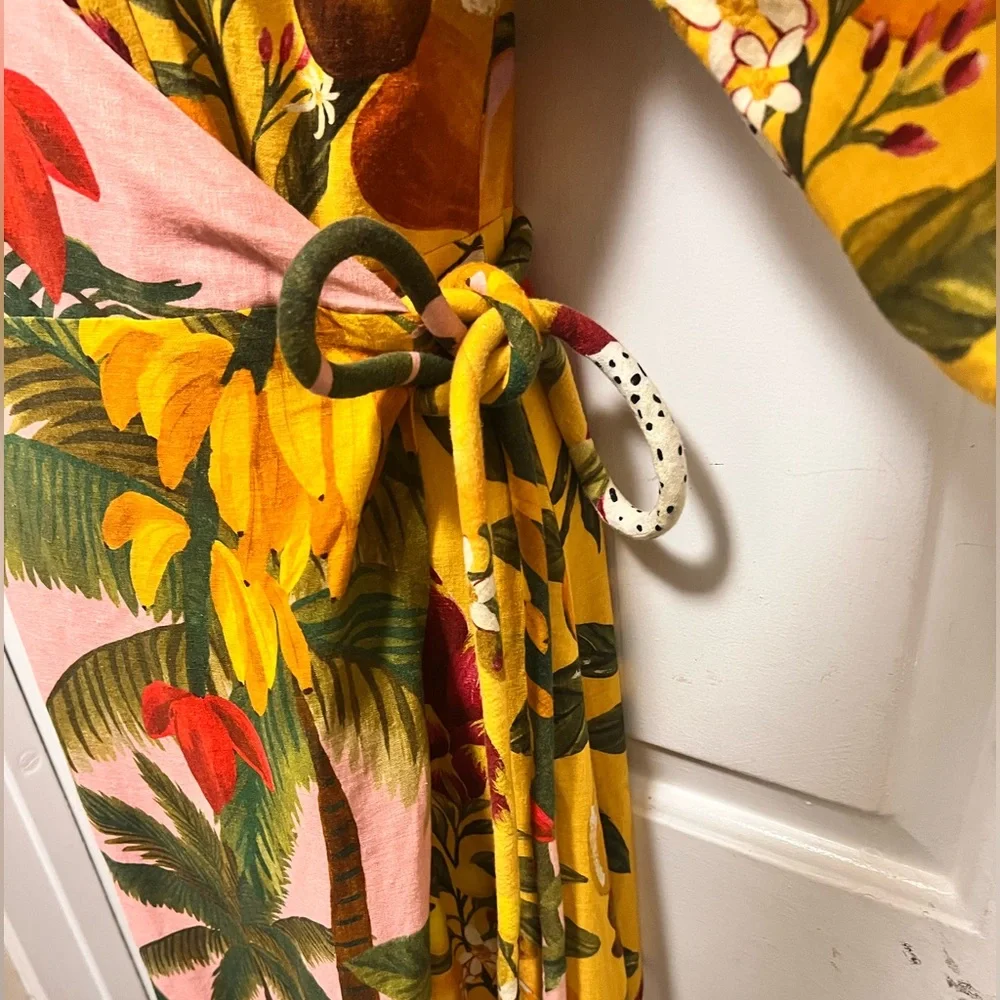 Farm Rio Mixed Print Tropical Wrap Dress Size M - Picture 4 of 8